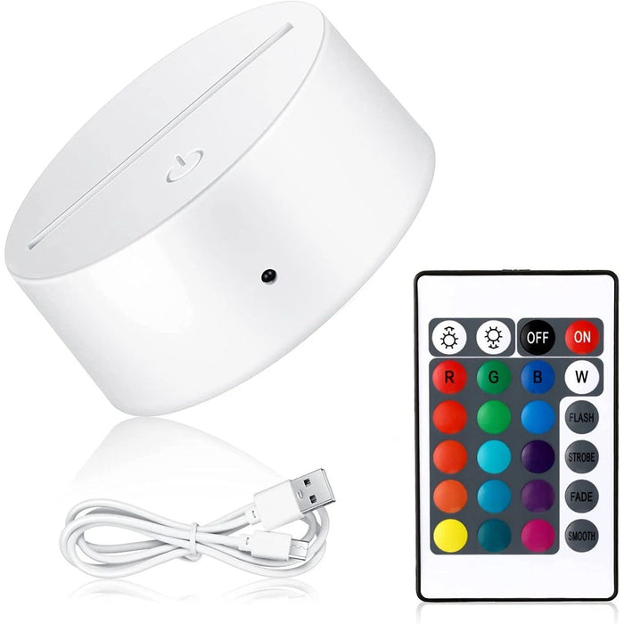 16-Color LED Acrylic Display Base with Remote Control - 4 Modes, Dimmable and USB PoweredNight LED Light Lamp Base