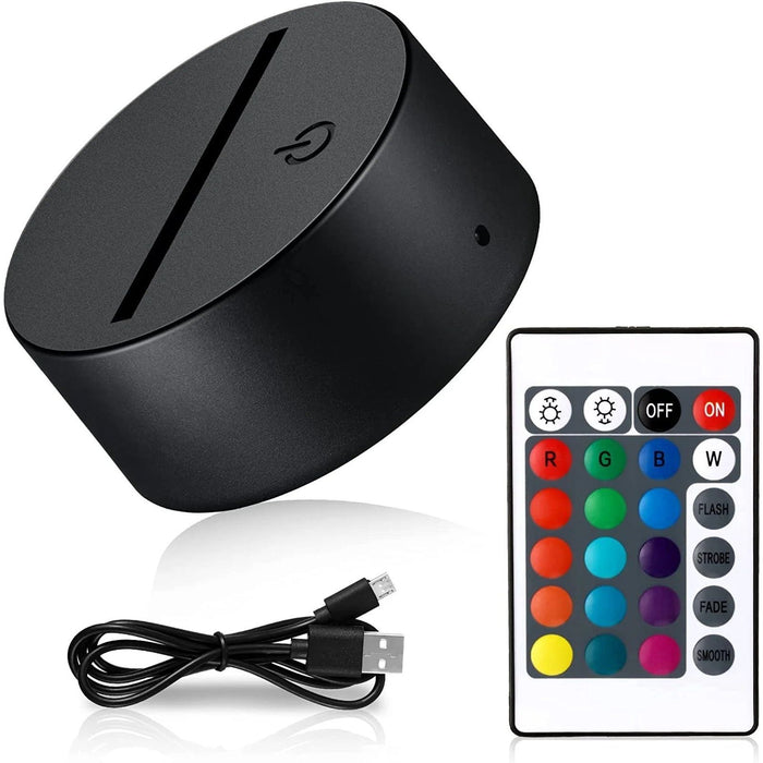 16-Color LED Acrylic Display Base with Remote Control - 4 Modes, Dimmable and USB PoweredNight LED Light Lamp Base